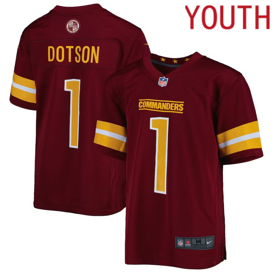 Youth Washington Commanders #1 Jahan Dotson Nike Burgundy Game NFL Jersey->customized nfl jersey->Custom Jersey